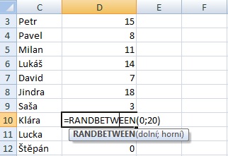 Excel tabulka